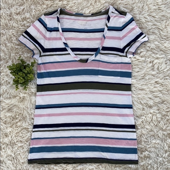 Caslon Scoop Neck Tee 💗 White Blue Pink Olive - Picture 4 of 10